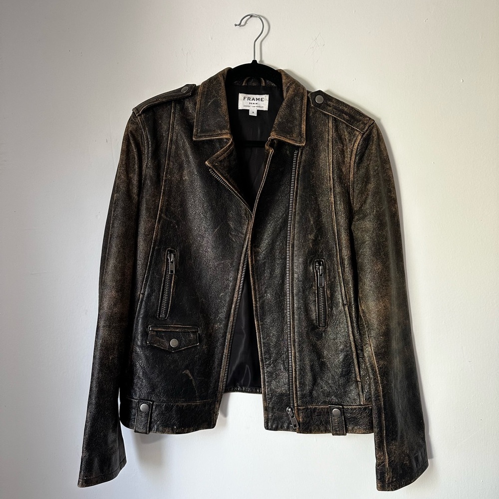 FRAME Denim Leather moto jacket